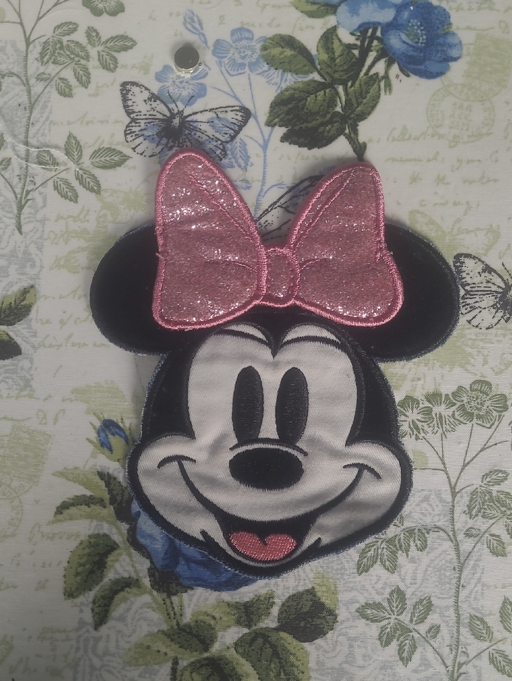 Disney Minnie Mouse Patch with Pink Glitter Bow